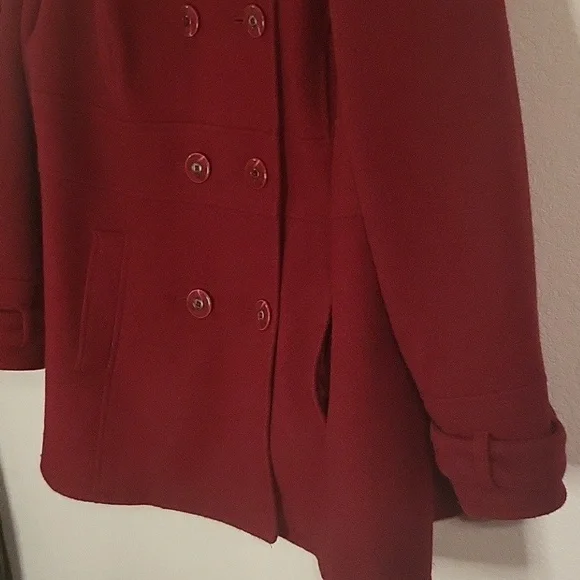 Vintage Lane Bryant Double Breasted Deep Red Peacoat sz 14/16 Lined, Wool Blend - Picture 6 of 14